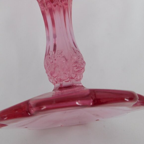 Fenton Rose Colonial Pink Round Compote Pressed Glass 7.5" tall Stem VINTAGE - Picture 7 of 12